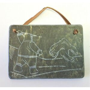 DIMU Dietrich Muckenheim Inuit Native Art Carved Soapstone Plaque Canada